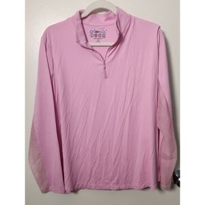 Ibkul Women's Pink Long Sleeve XL 1/4 Zip Pullover Mesh Inserts Textured UPF 50